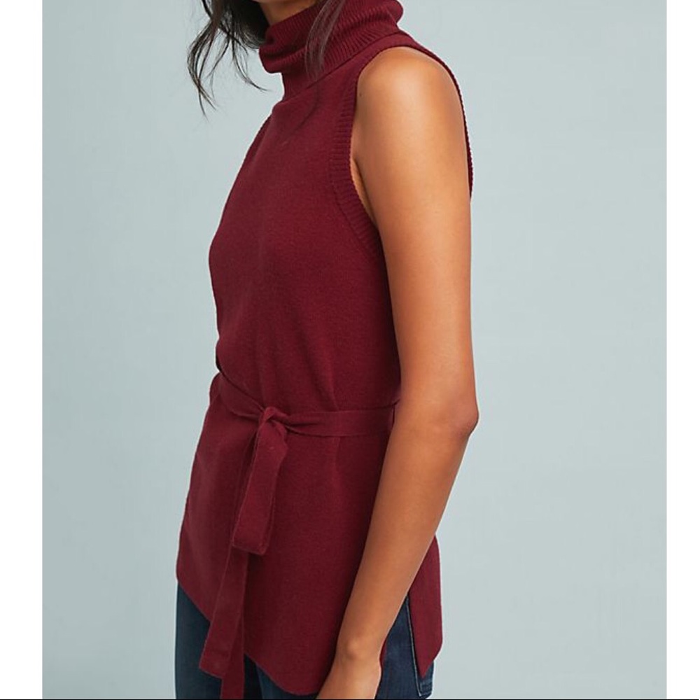 Sleeveless Belted Turtleneck Top—Anthropologie
